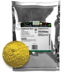 Frontier Co-op Organic Goldenseal Root Powder, 4 oz, earthy bitter powder with bright yellow hue
