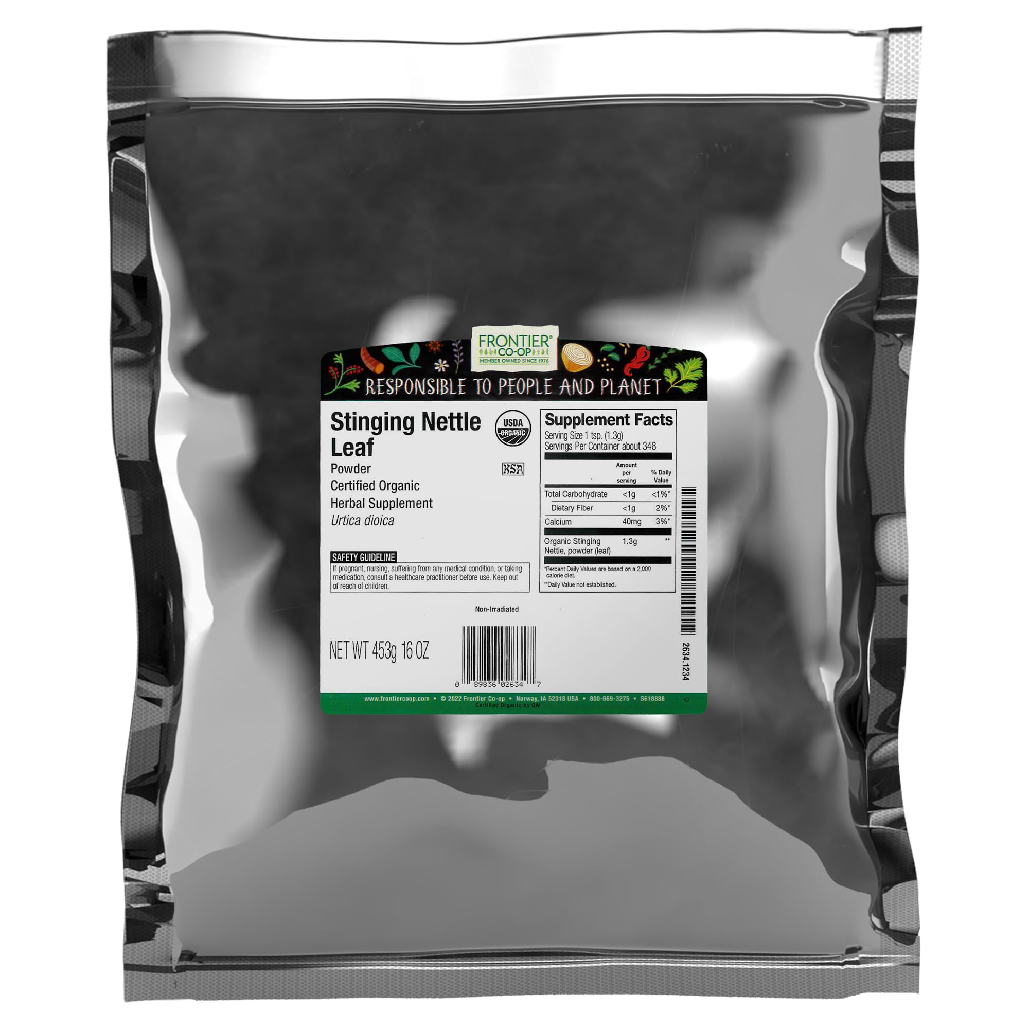 Frontier Co-op Organic Ground Stinging Nettle Leaf 1lb – front view