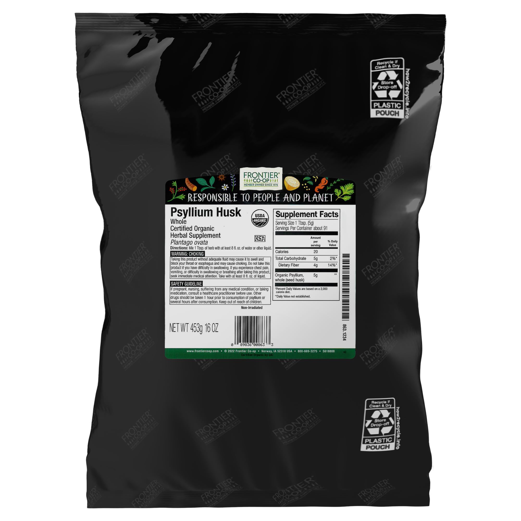 Frontier Co-op Organic Psyllium Husk 1lb – front view