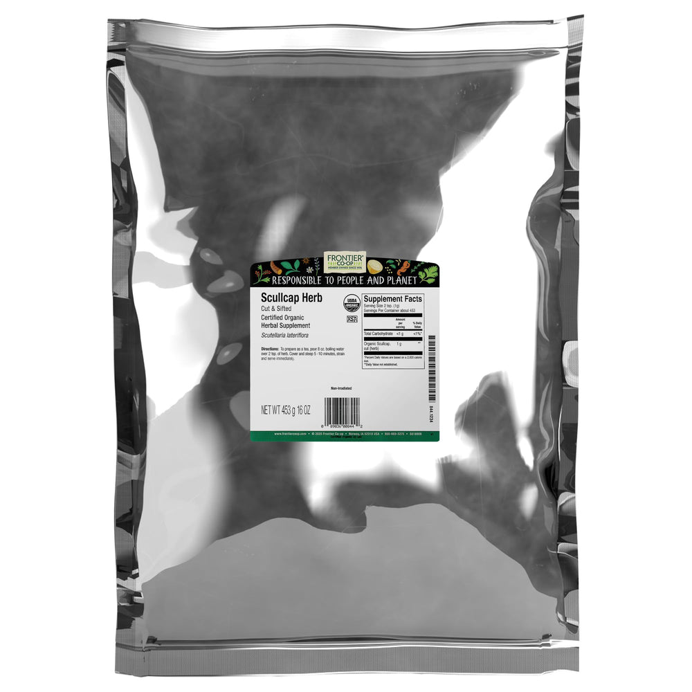 Frontier Co-op Organic Skullcap herb cut and sifted in 1lb bag
