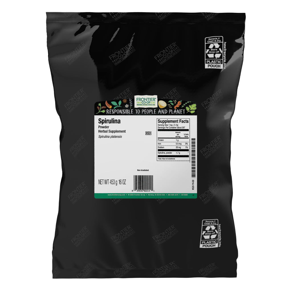 Frontier Co-op Spirulina Powder 1 lb bulk bag - front view