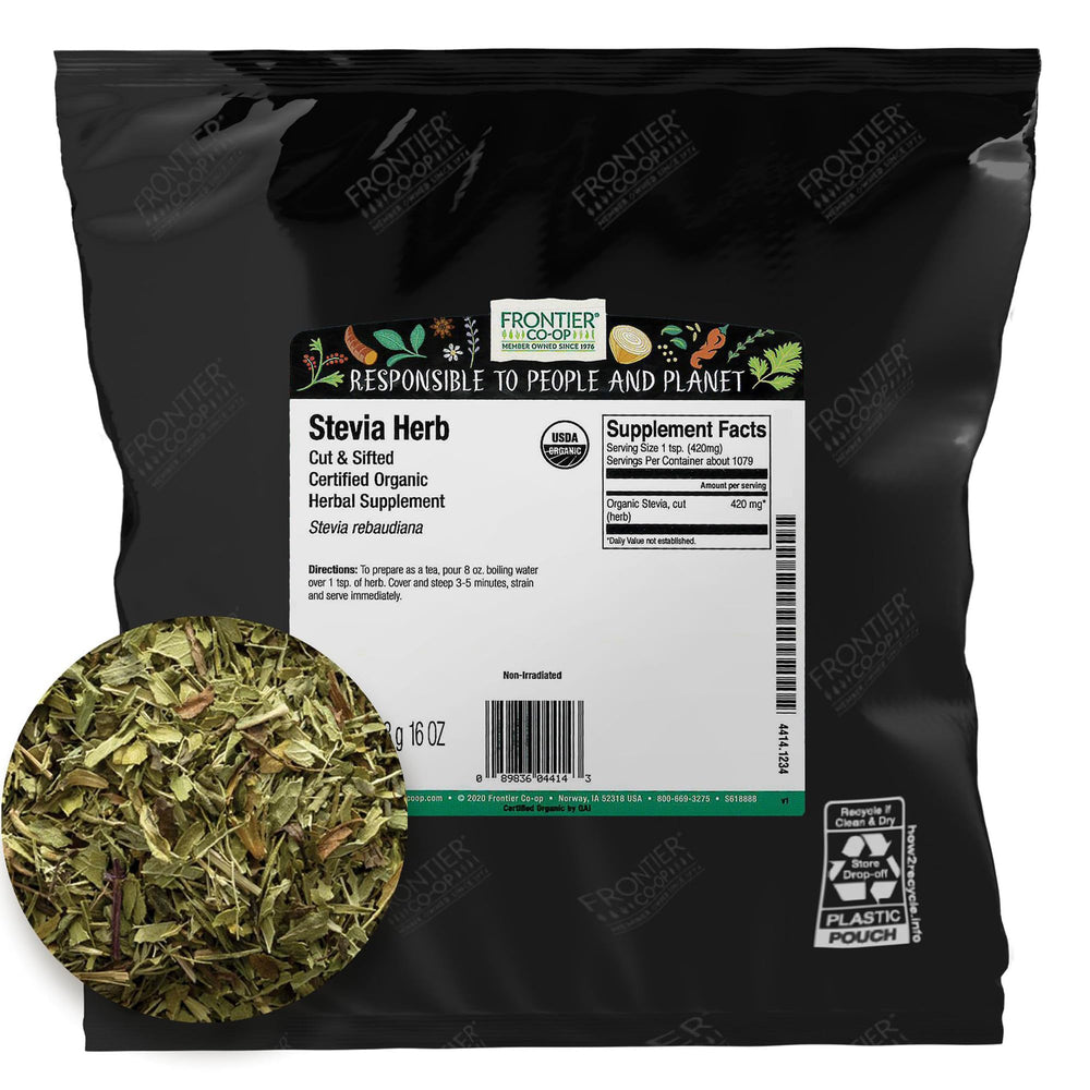 Frontier Co-op Green Stevia Herb, cut and sifted, 1 lb bulk bag