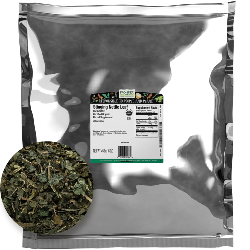 Frontier Co-op Organic Stinging Nettle Leaf 1lb Pack of 2 front packaging