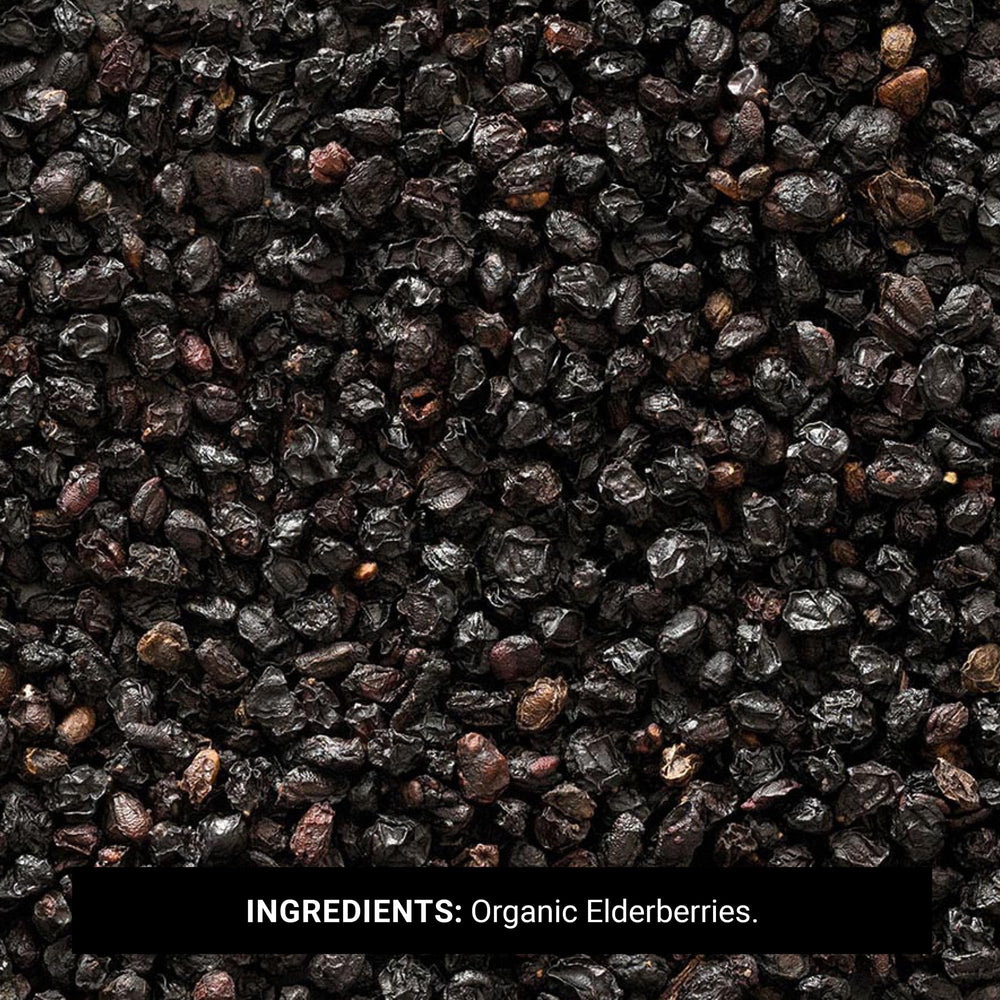 Dried elderberries laid out for packaging
