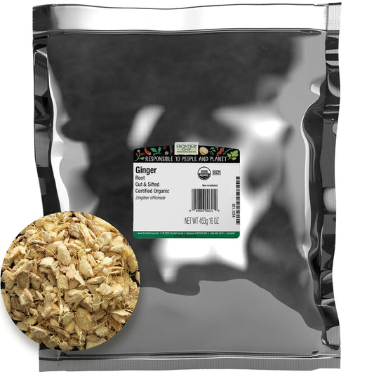 Frontier Organic Ginger Root, cut and sifted in a 16 oz bag