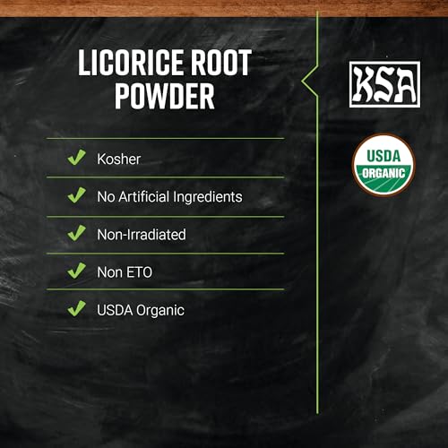Close-up of licorice root powder with scoop