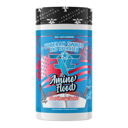 Frontline Amino Flood bottle with BCAAs label