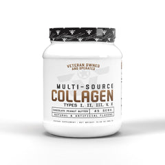 Frontline Formulations Multi-Source Collagen container label (Chocolate Peanut Butter)