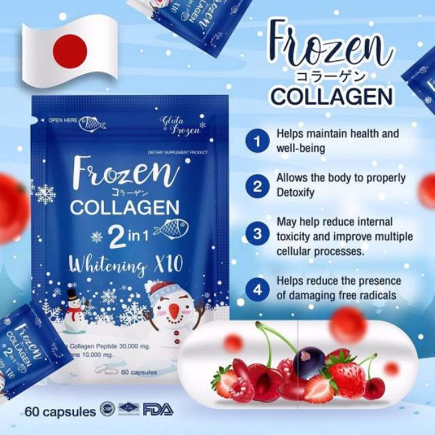 Frozen Collagen 2 in 1 bottle – label and ingredients
