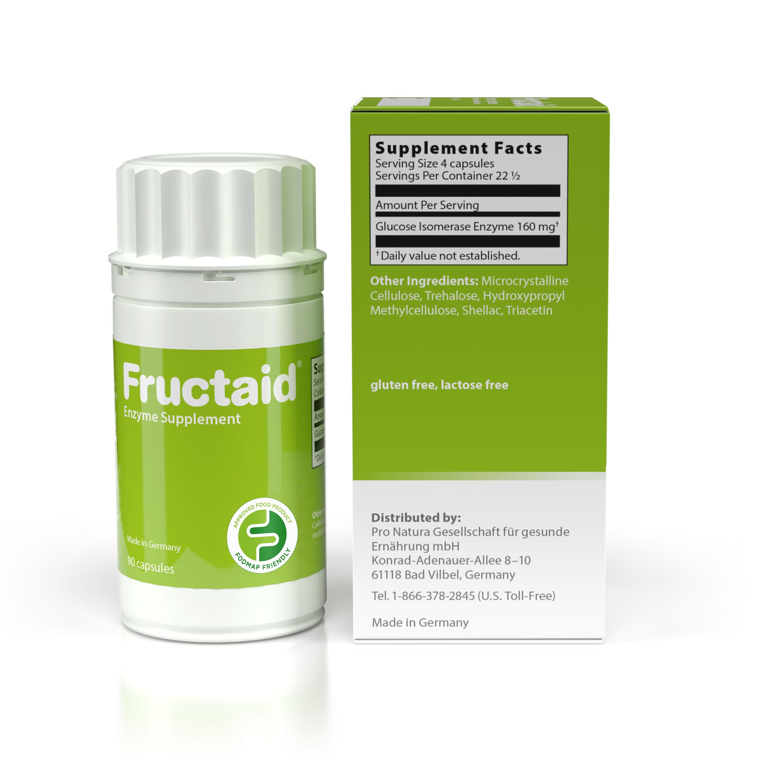 Fructaid packaging highlights gluten-free and vegan-friendly options