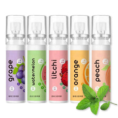 5PCS Fruit Oral Breath Spray bottle and packaging