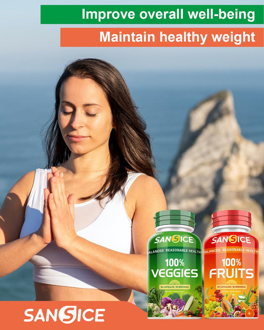 Fruits and vegetables representing natural ingredients in the supplement