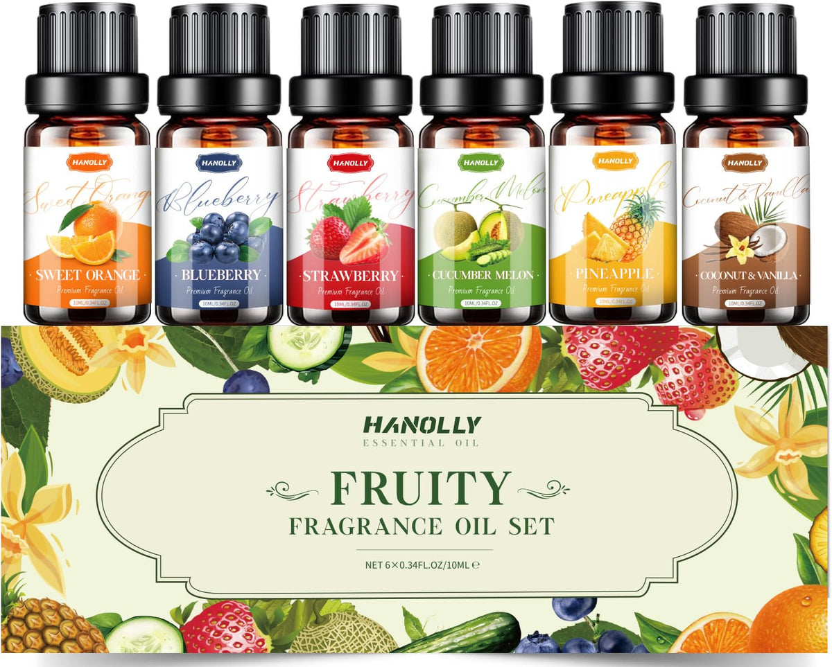 Gift box of Fruity Essential Oils Set with six 10ml bottles