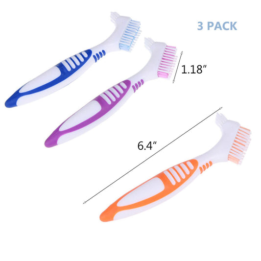 Close-up of multi-layered bristles for deep cleaning false teeth