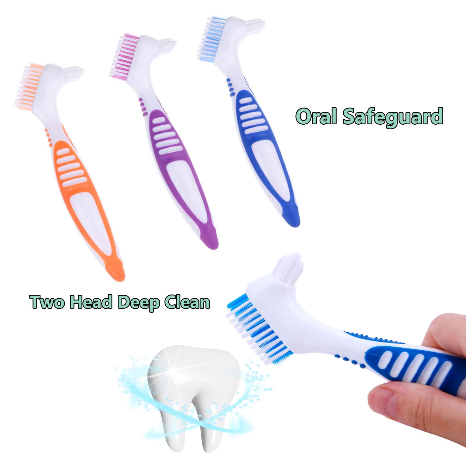 Portable FRUTA denture brush set in three colors for travel