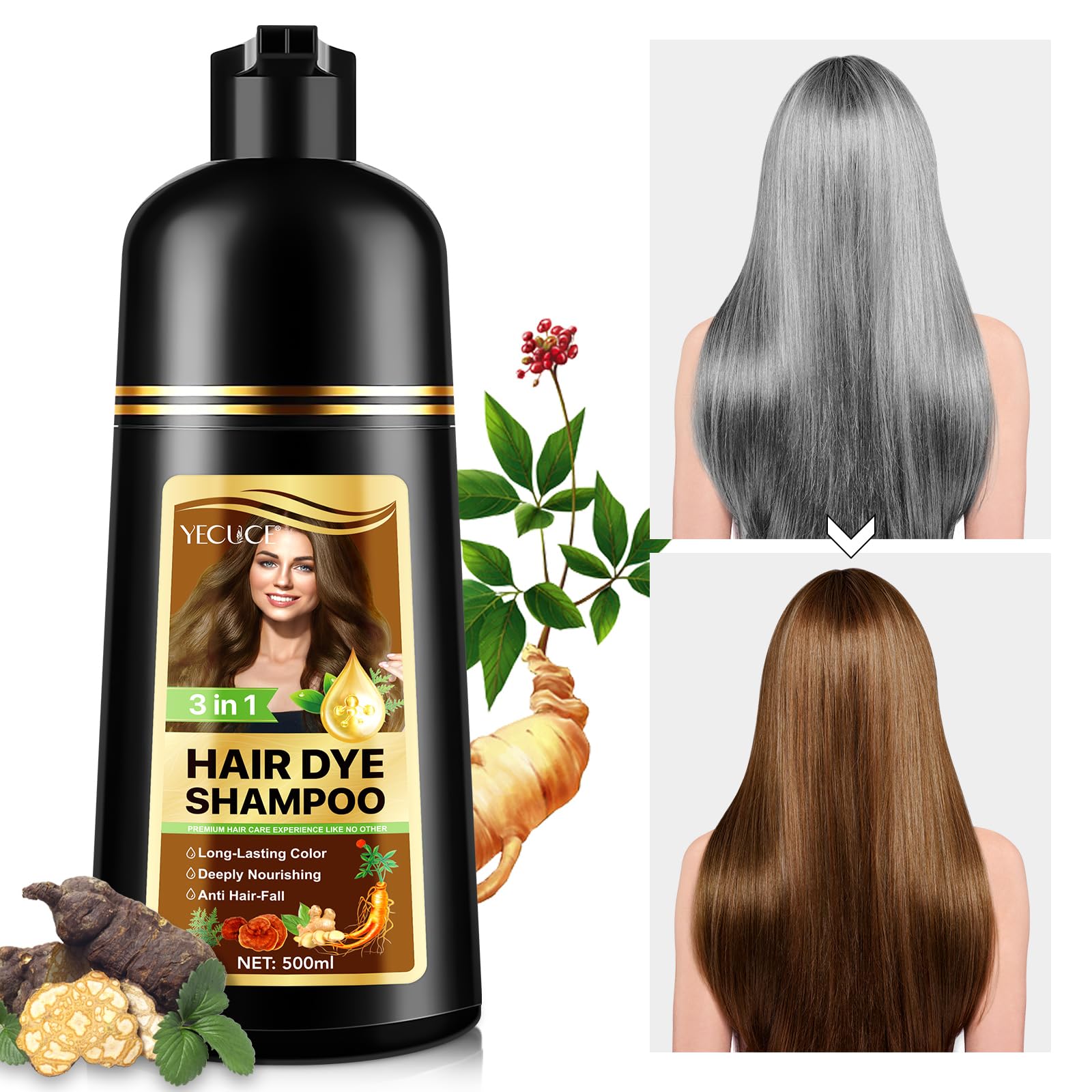 FSLHCY Instant Hair Dye Coffee bottle pour for quick gray coverage