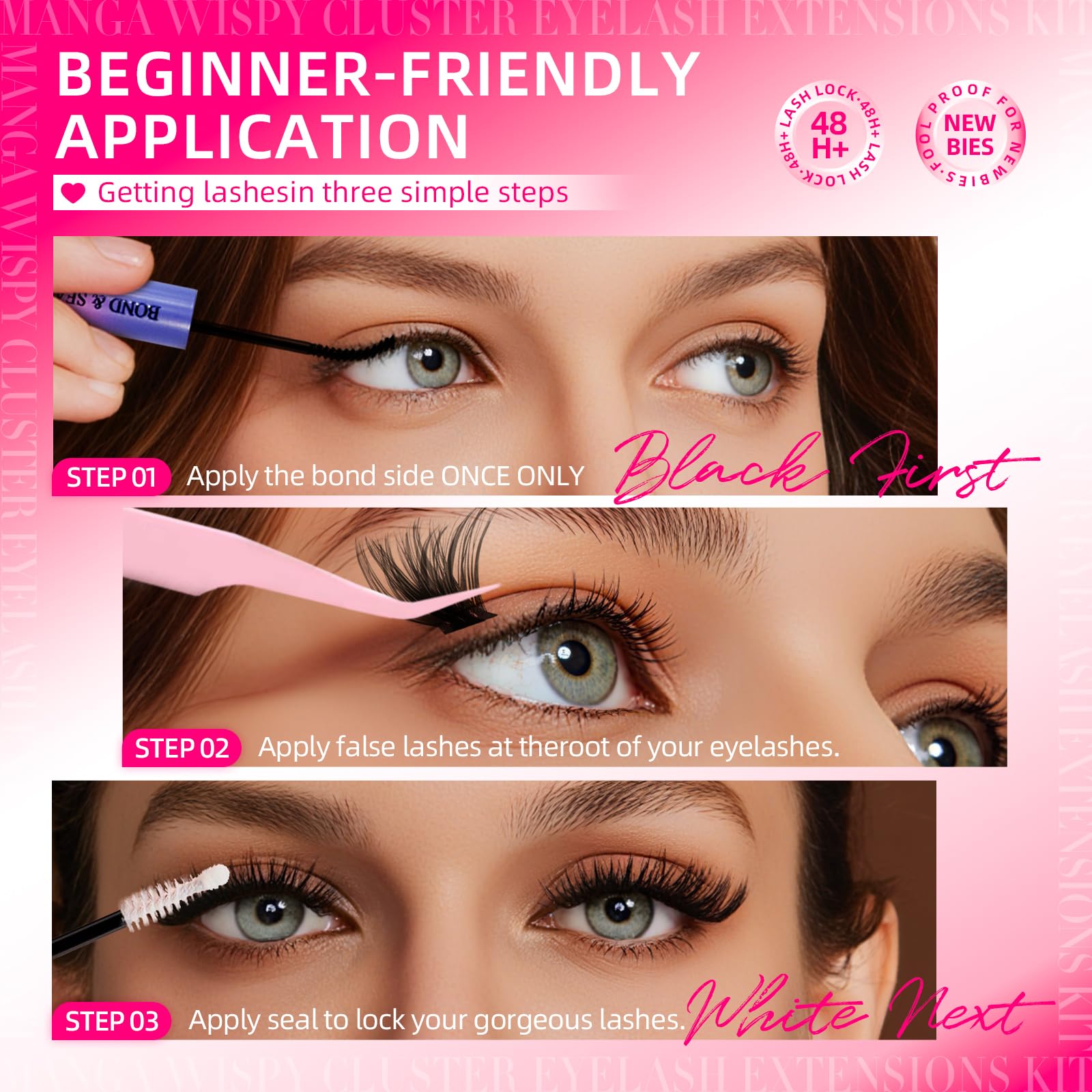 FTBZCF Fox-eye dramatic clusters enhancing eye shape with subtle curl.