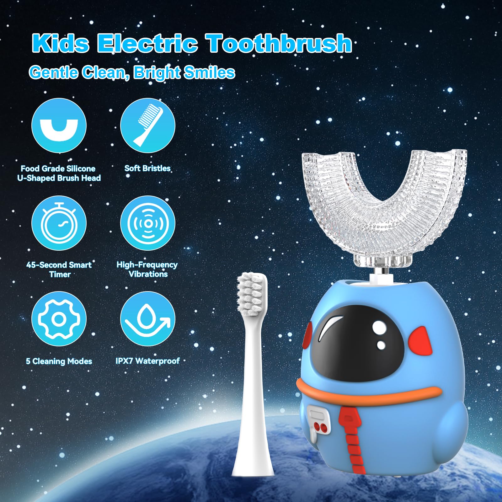 Four brush heads for FTOYIN kids toothbrush