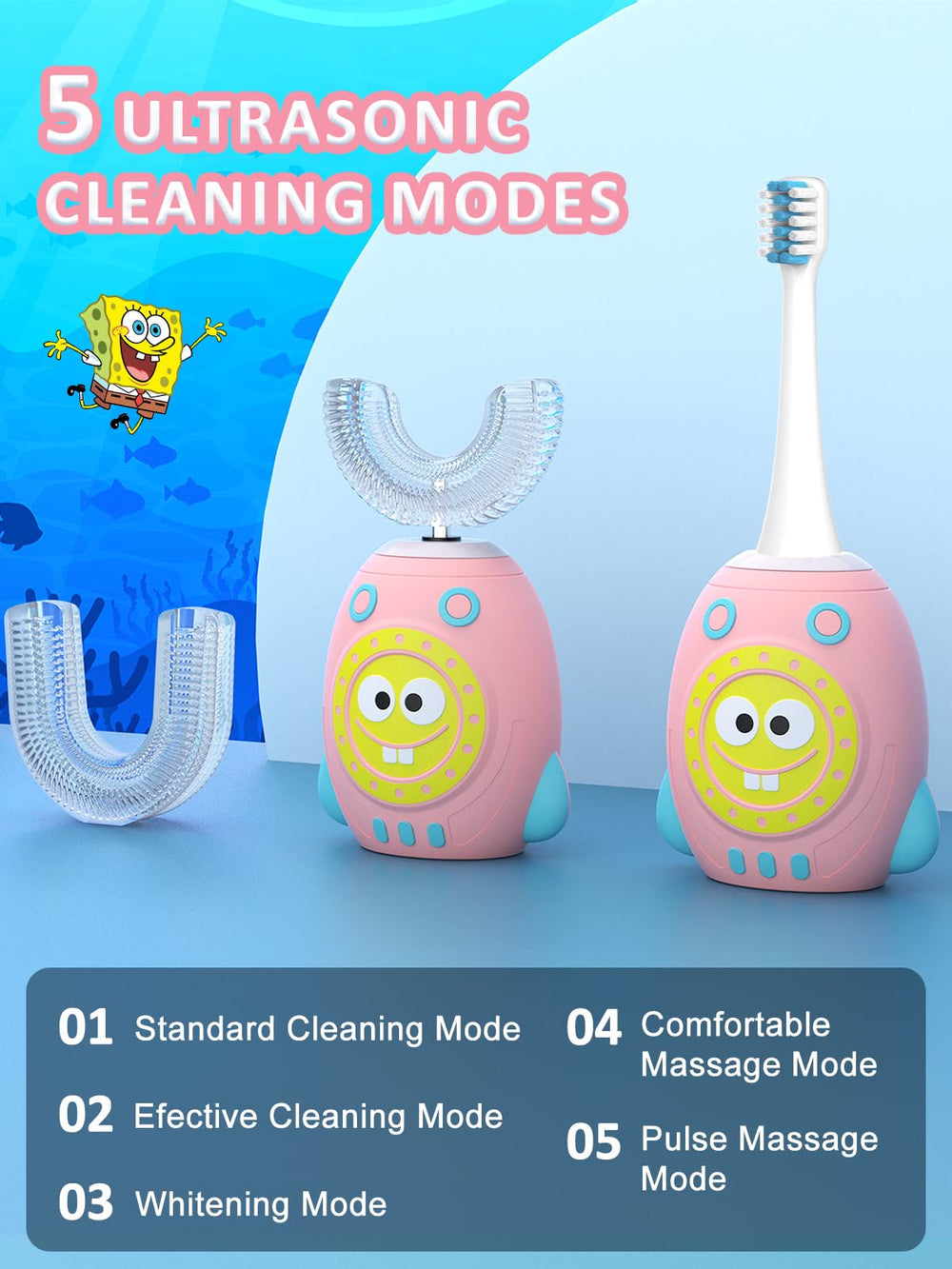 Three brush heads included for kids toothbrush