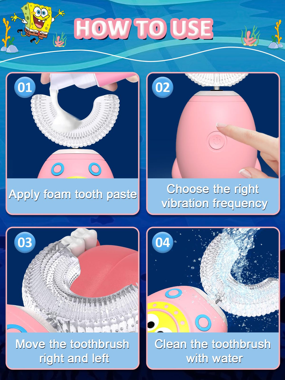 360-degree ultrasonic cleaning action illustration