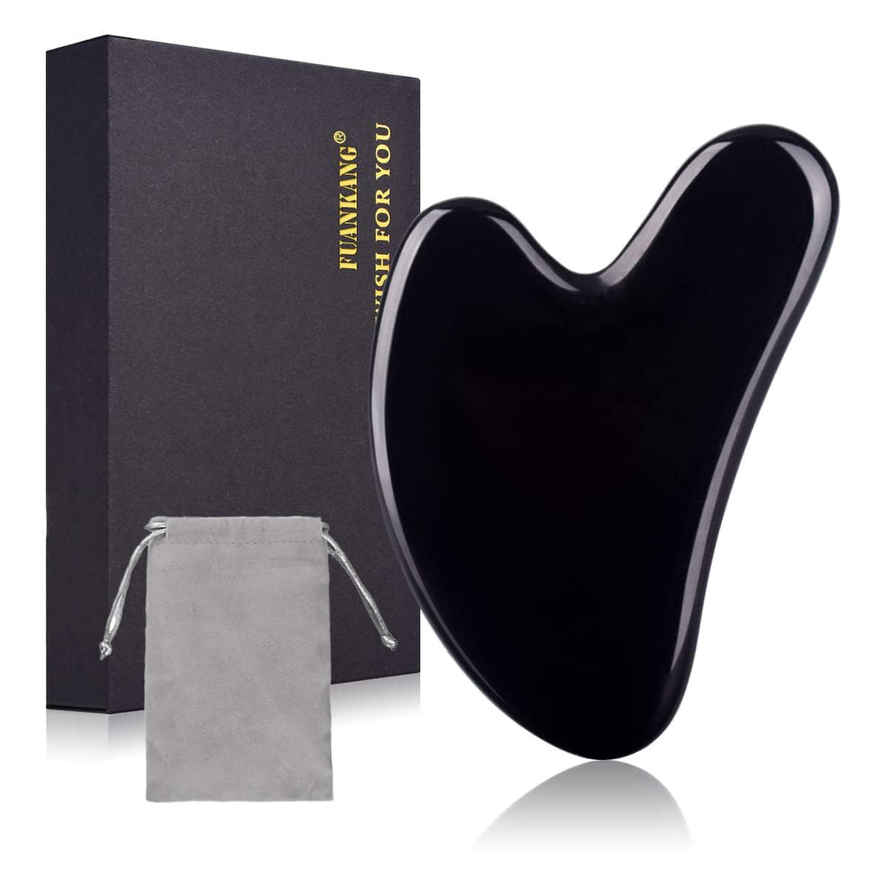 FUANKANG obsidian gua sha face tool with a smooth surface for gentle skincare massage
