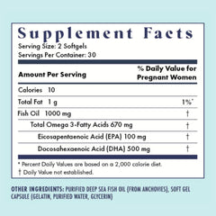 Friend of the Sea certification badge indicates sustainable sourcing for the fish oil.