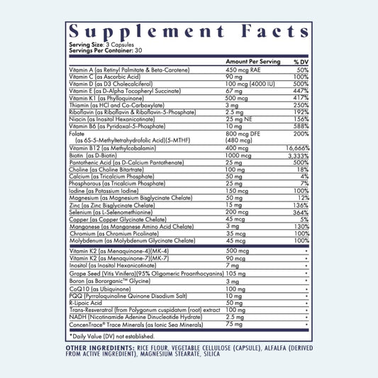 CoQ10 highlighted on FullWell Multivitamin label