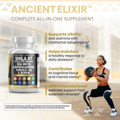 Fulvic acid capsules close-up with key ingredients