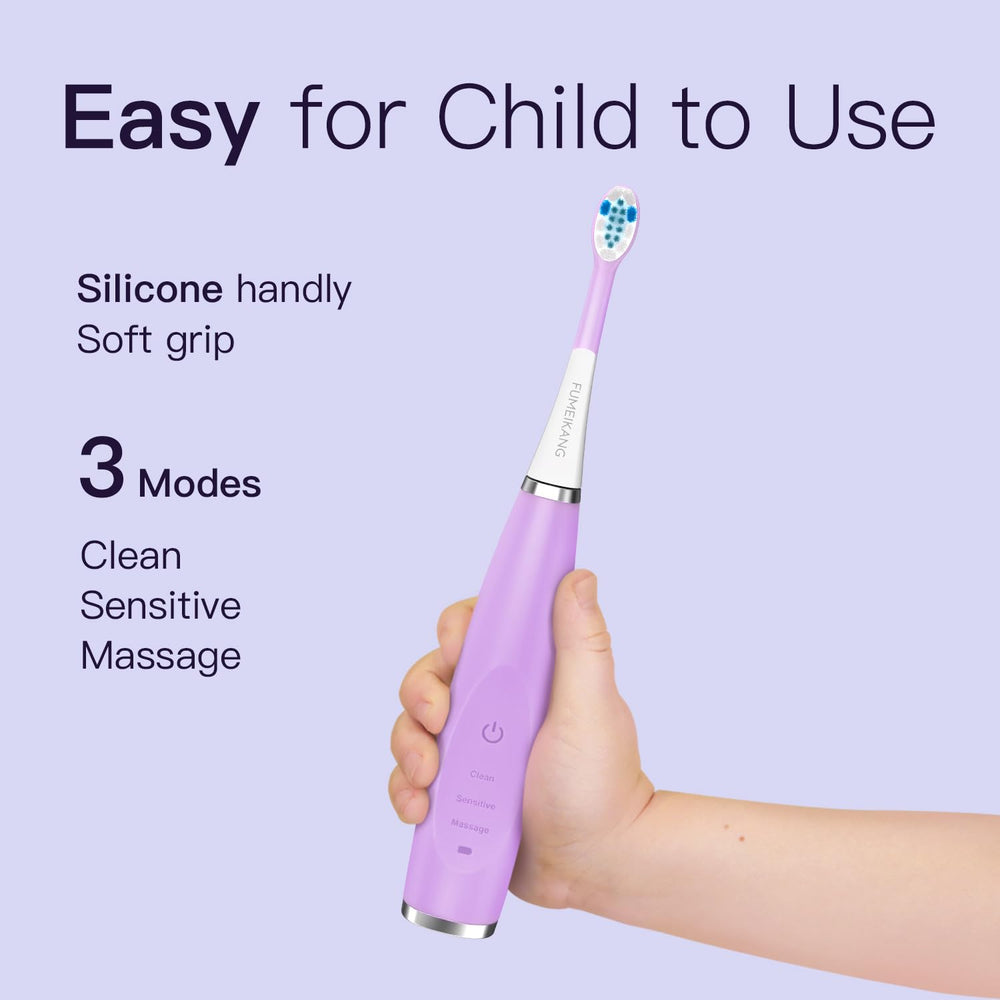 Side view of purple FUMEIKANG kids toothbrush