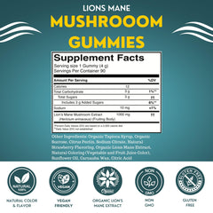 Ingredients panel image for Lion's Mane Gummies
