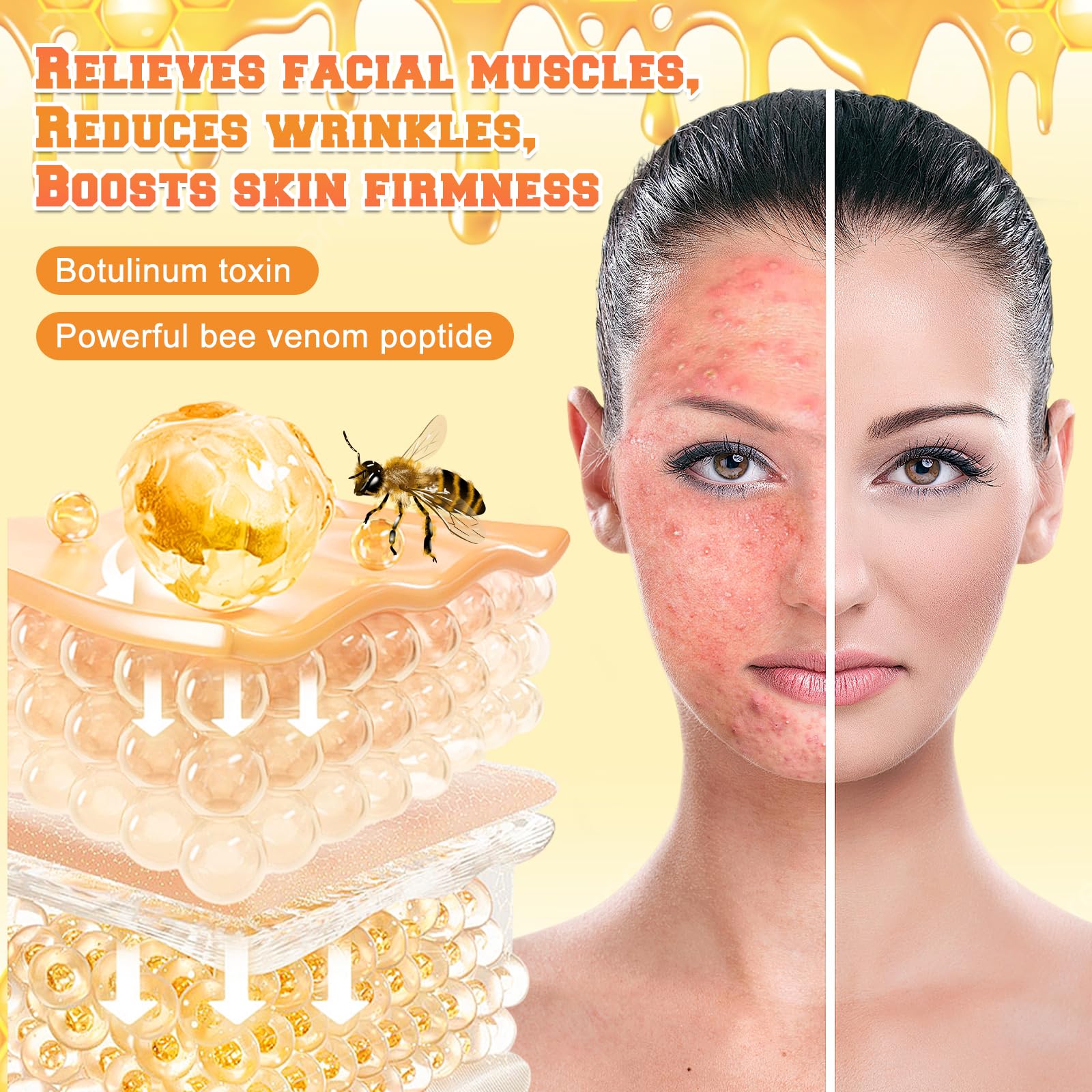 Funfunman bee venom cream provides firming for smoother skin.