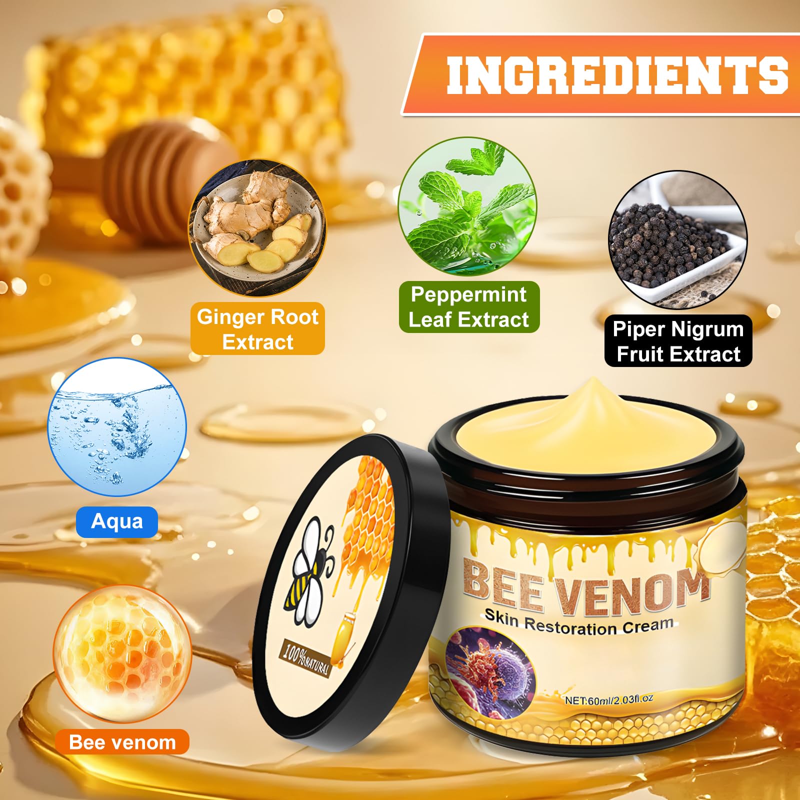 Funfunman bee venom cream reduces blemishes for clearer skin.