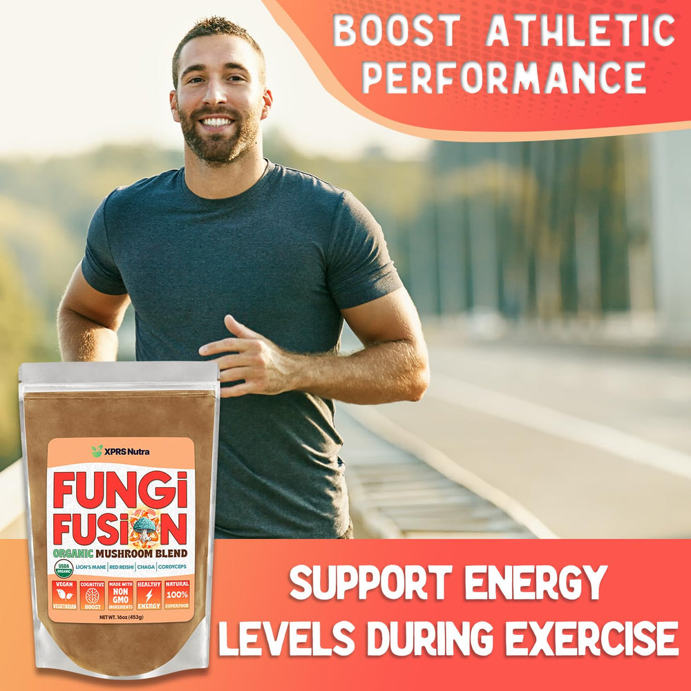 Pouring Fungi Fusion powder from pouch