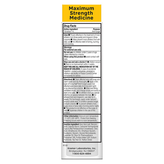 Fungi-Nail bottle close-up showing tolnaftate 1% active ingredient