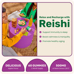 Bottle back view of Fungies Reishi Mushroom Gummies Apple flavor