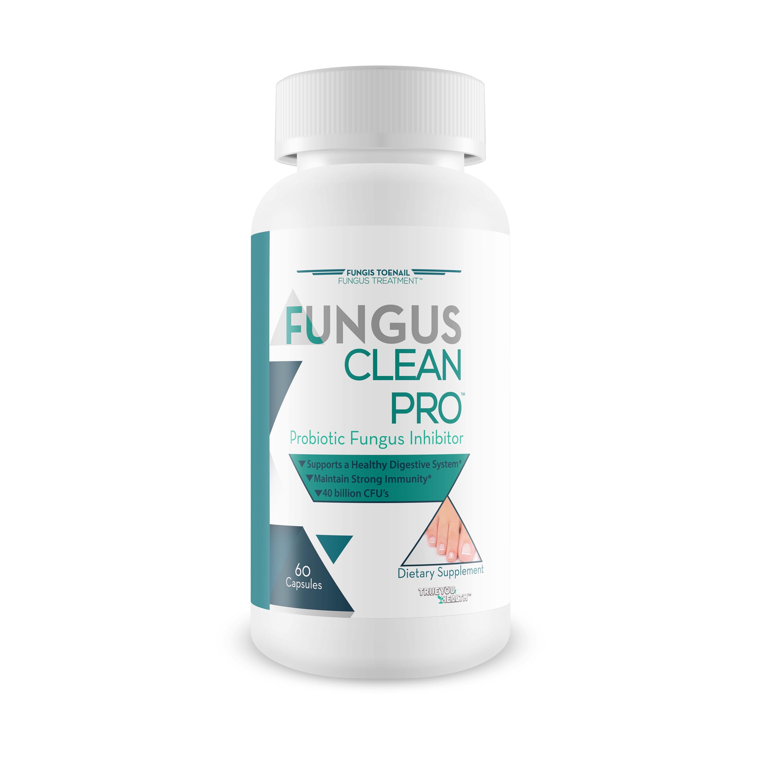 Fungis Toenail Fungus Treatment bottle closeup showing a probiotic blend for daily support.