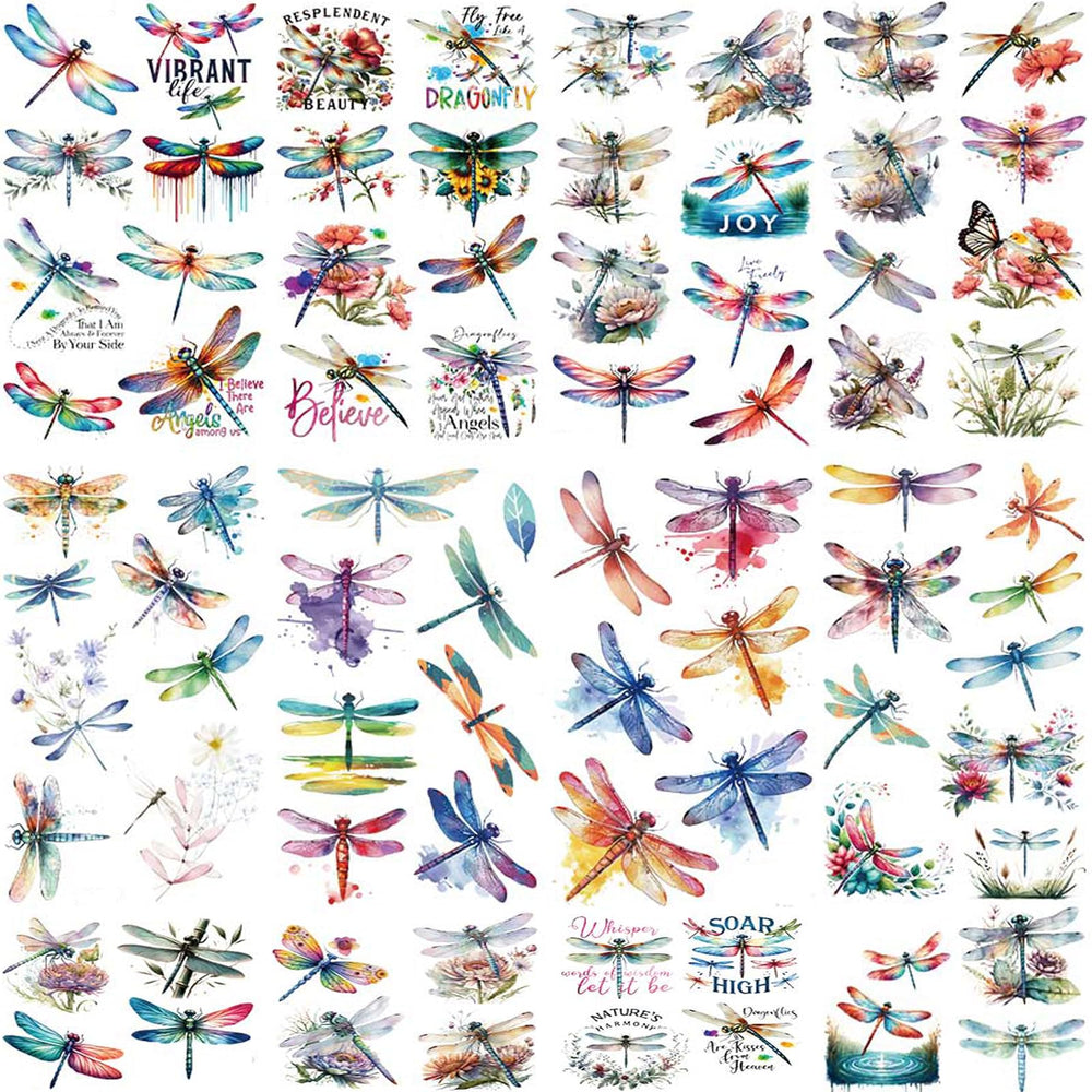 FUNTATTOO Dragonfly tattoos sheet 1 offers vivid dragonfly designs for party favors and kids' crafts.