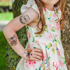 FUNTATTOO Dragonfly tattoos sheet 2 showcases cute insect motifs for DIY decorations and gifts.