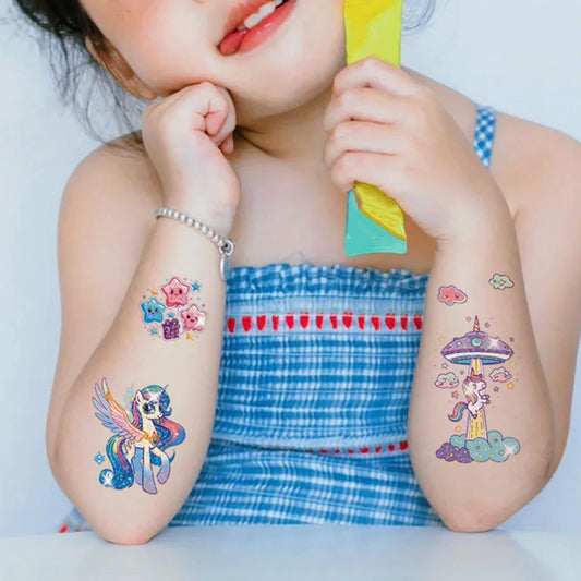 FUNTATTOO mermaid glitter tattoos patterns offer seaside party vibes with water-friendly shimmer.