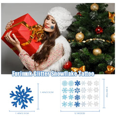 Furimuk snowflake tattoos applied on arm for quick costume sparkle