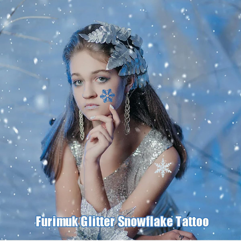 Furimuk snowflake tattoos removable with baby oil for gentle removal