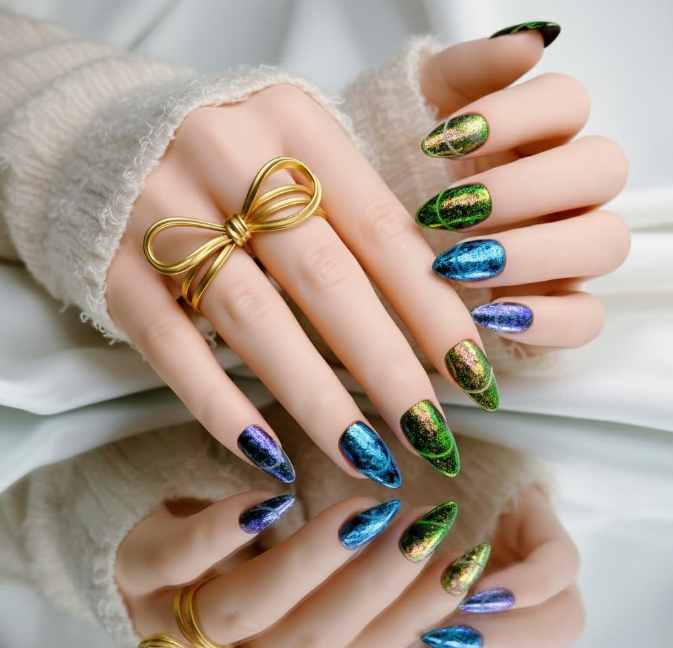 FURNUNUBI foil paillette nails highlighting eye-catching design for special occasions