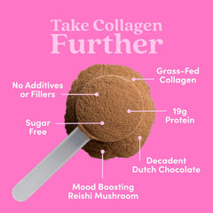 Close-up of chocolate collagen powder texture