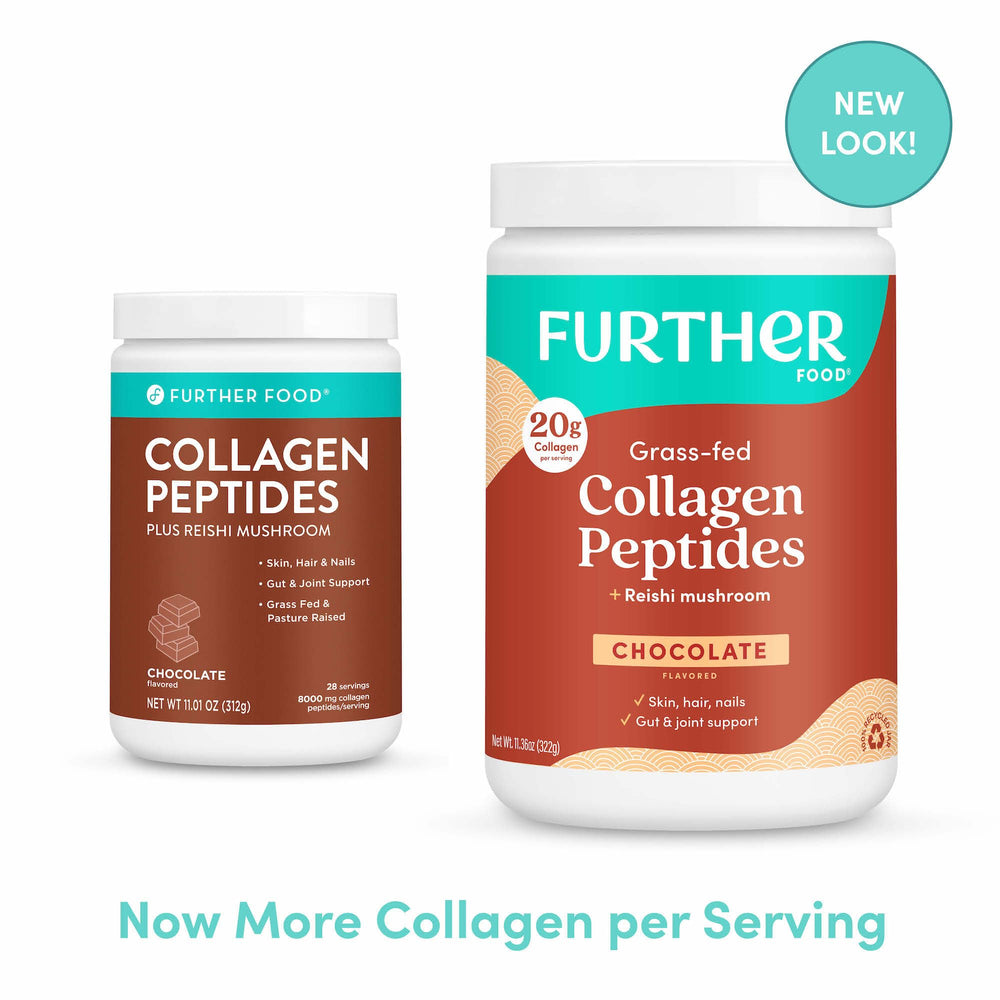 Chocolate collagen powder mixed into coffee or smoothie
