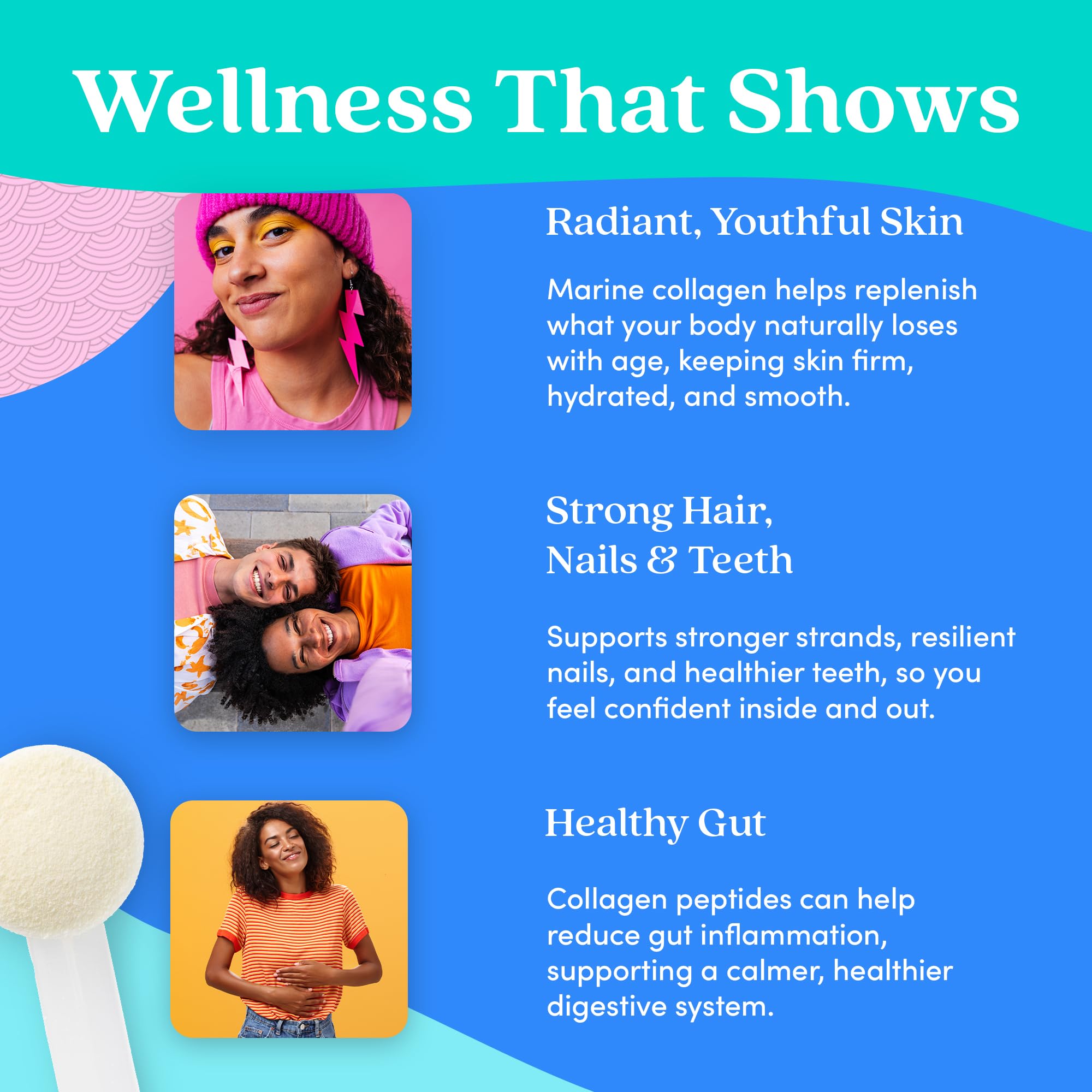 Radiant skin, hair and nails imagery powered by collagen