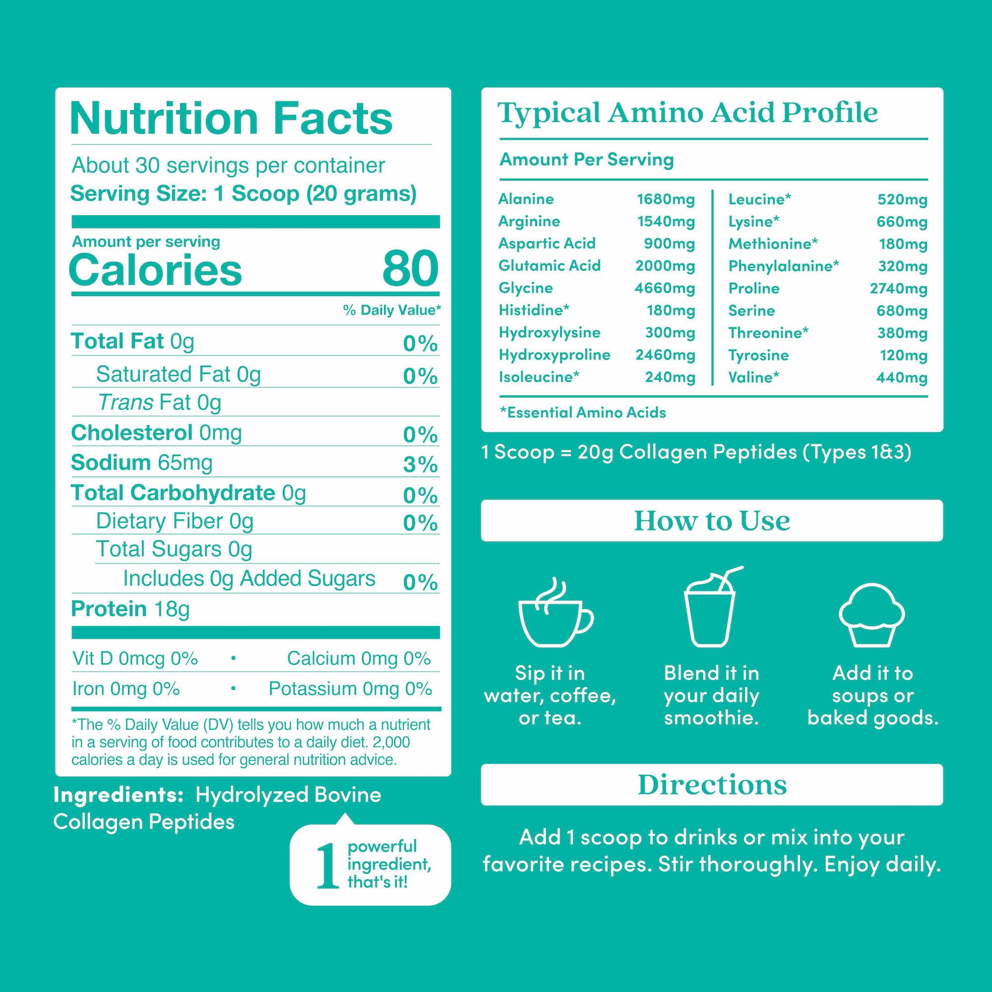 Further Food unflavored collagen scoop for precise daily dosing in coffee or smoothies.
