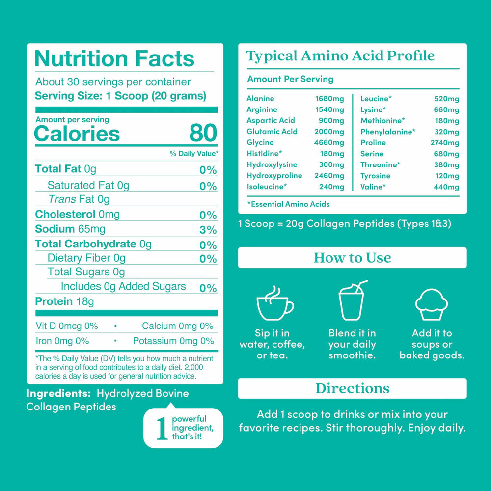 Further Food unflavored collagen scoop for precise daily dosing in coffee or smoothies.