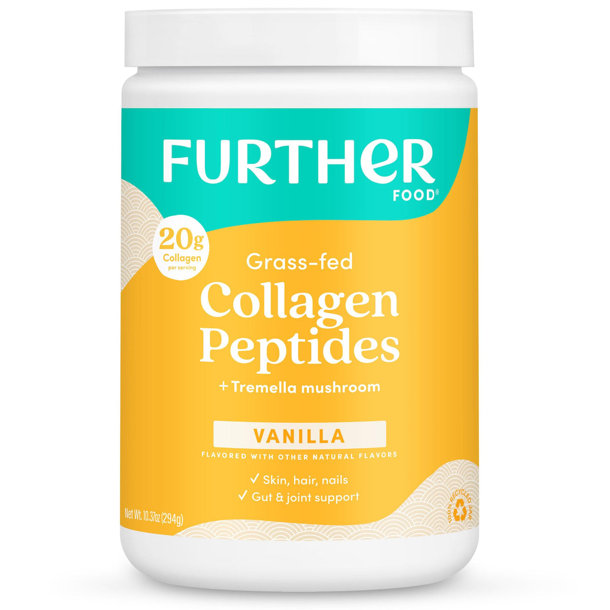 Further Food Vanilla Collagen Peptides Powder container with scoop