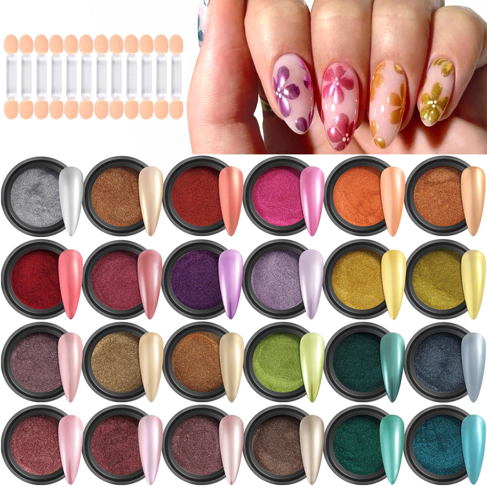 Furtherpretty chrome powder kit 24 colors swatches for vibrant mirror nails