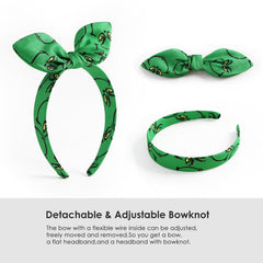 Furutonhe green monster-costume accessory with bow headband for themed parties
